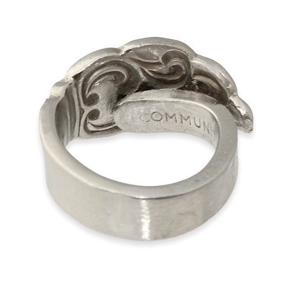 Vintage Oneida Community Stainless Steel Spoon Ring Size 7 Floral Flatware - Picture 3 of 5